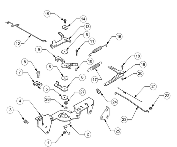 Engine Controls Diagram and Parts List for GT2186-44 13A298L710-13A298L712 Cub Cadet Lawn Tractor